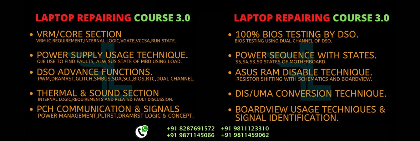 Laptex Laptop Repairing Course 3.0 Advanced Signal & Board Diagnosis complete syllabus poster
